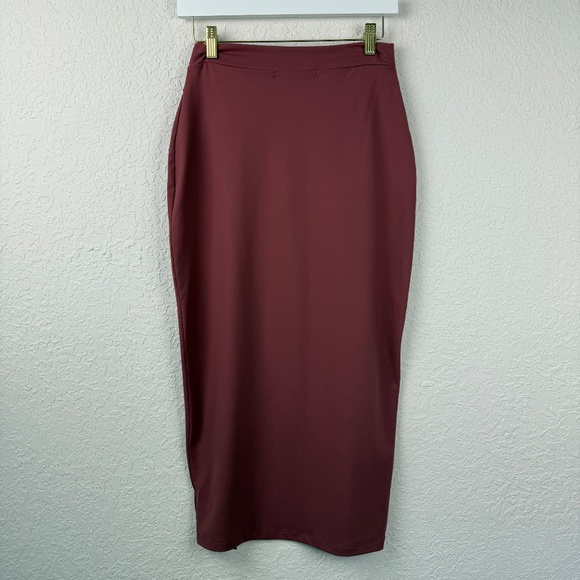 Susana Monaco Womens Midi Malbec Wine Slit Pencil Skirt Small - Picture 3 of 9
